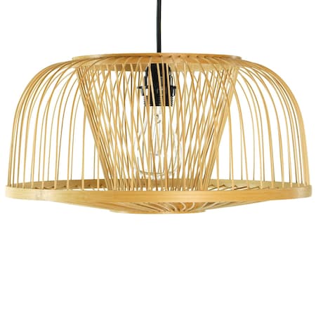 Vintiquewise Oval Bamboo Wicker Rattan Chandelier Hanging Light Fixture for Living Room, Dining Room, Entryway QI004237